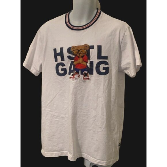 Hustle Gang Men Sportsmen Knit T Shirt Size LG White - Picture 1 of 11